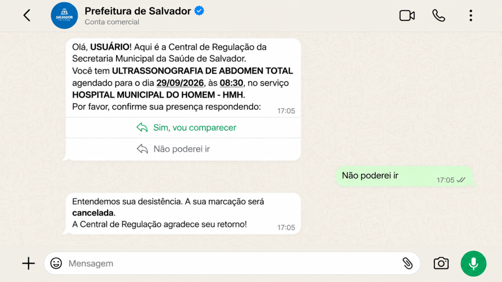 SMS implementa confirmação de consultas e procedimentos pelo WhatsApp